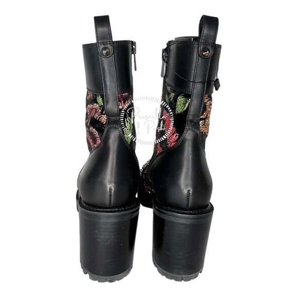 Christian Louboutin Croc Floral Studded Hiking Ankle Boots Black Spike Studded - Picture 10 of 15